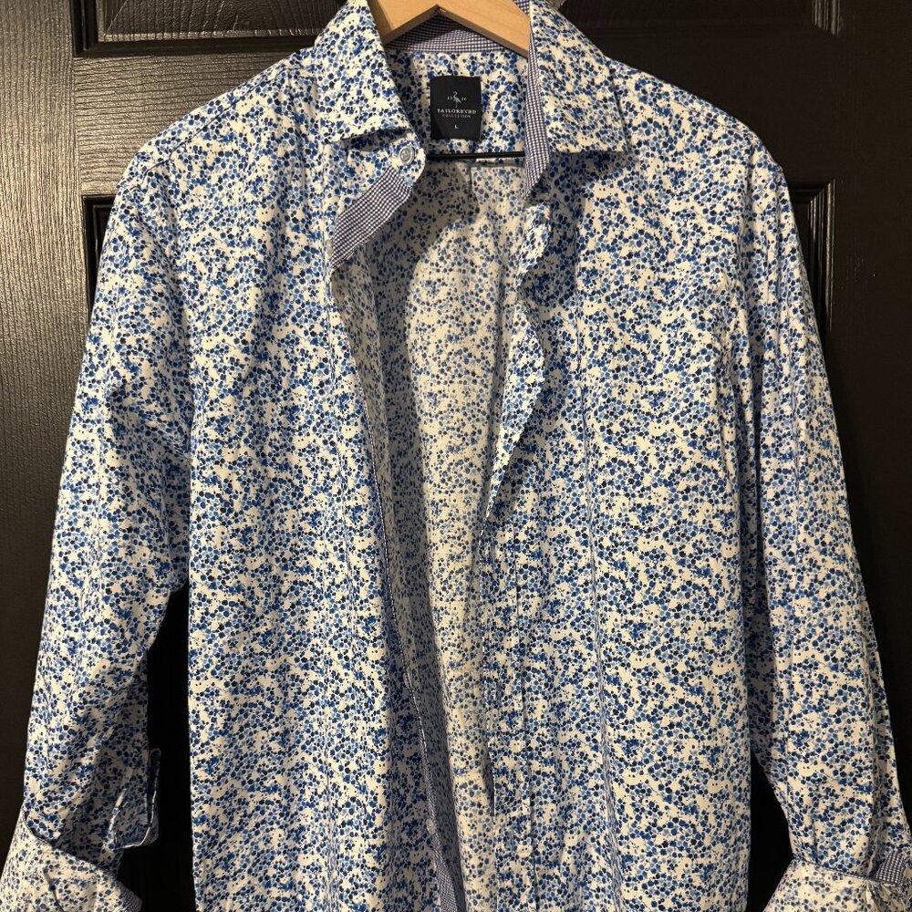 Mens Taylor Byrd Collection Long Sleeve Button Down Blue Floral